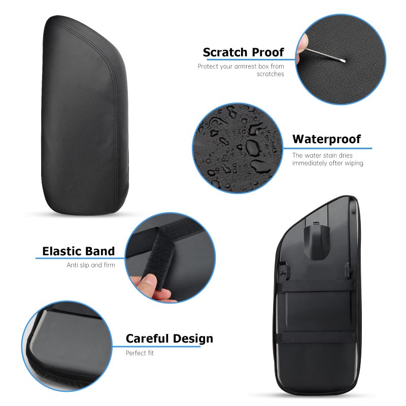 INTGET Car Center Console Armrest Cover for Toyota Camry Accessories 2018-2024 2019 2020 2021 2022 2023 Interior Camry SE/XSE Arm Rest Seat Cover Middle Console Box Lid Protector (New Black Stitches) - Image 5